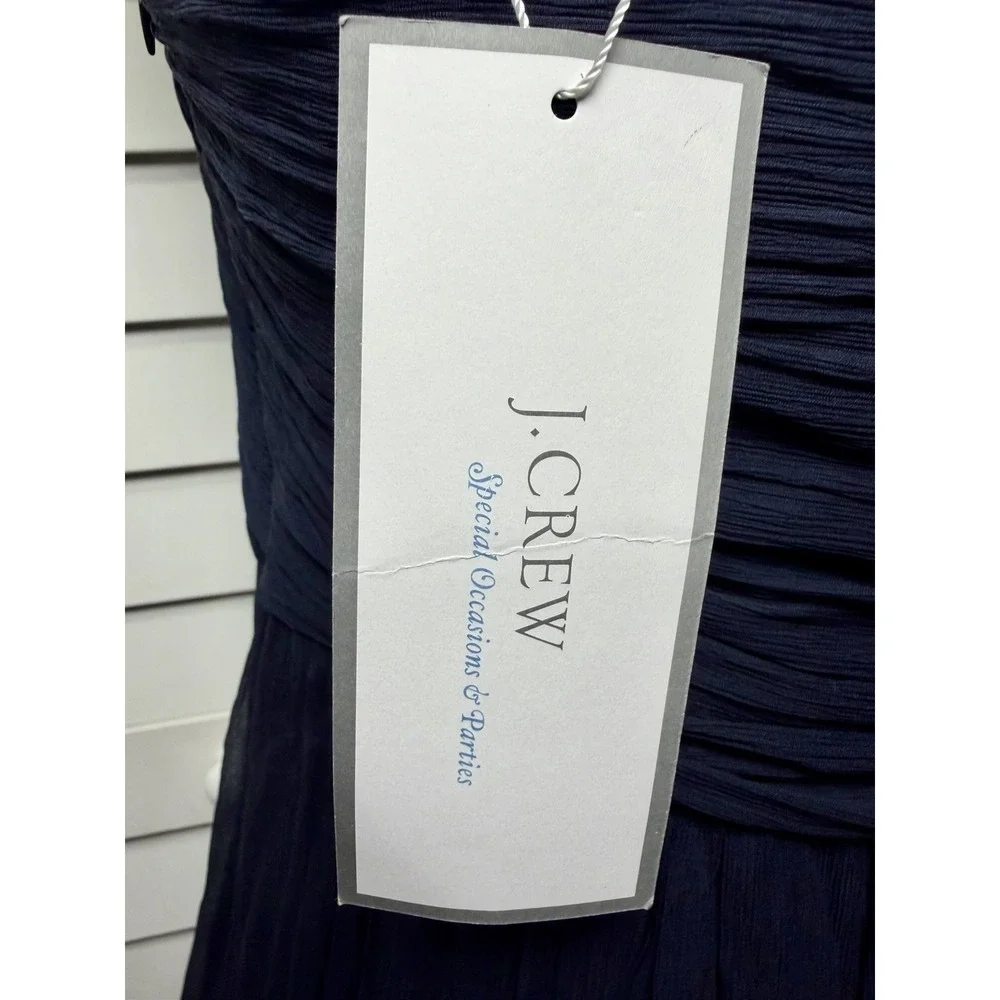 J. Crew One Shoulder 100% Silk Dress Evening Party Women's Size 10 NWT Navy